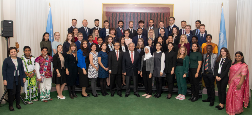 Secretary General Antonio Guterres group photo with the Youth Delegates attending the 74th Session of the General Assembly.