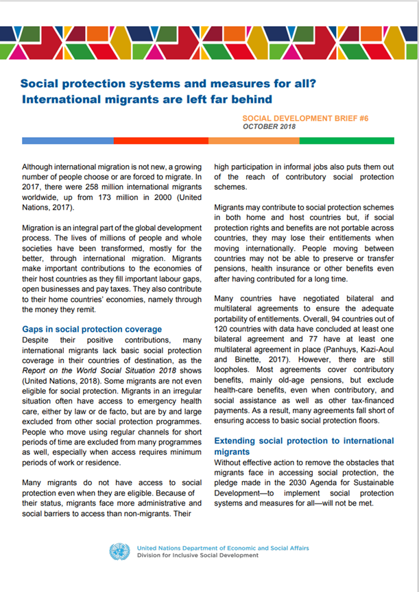 6. Social protection systems and measures for all? International migrants are left far behind