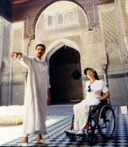 Image of a woman with disability visiting the University of al-Karaouine in Morocco, one of the oldest educational institution in the world according to UNESCO.