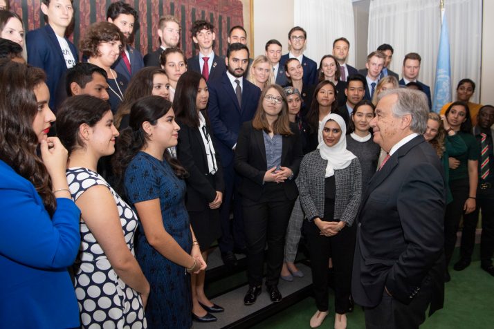 Secretary General Antonio Guterres group photo with the Youth Delegates attending the 74th Session of the General Assembly.