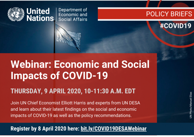 UN Chief Economist Elliott Harris and other experts from UN DESA have shared the main findings of three new briefing papers on the social, economic and financial impacts of COVID-19, as well as public policy recommendations. The online webinar took place on Thursday, 9 April 2020.