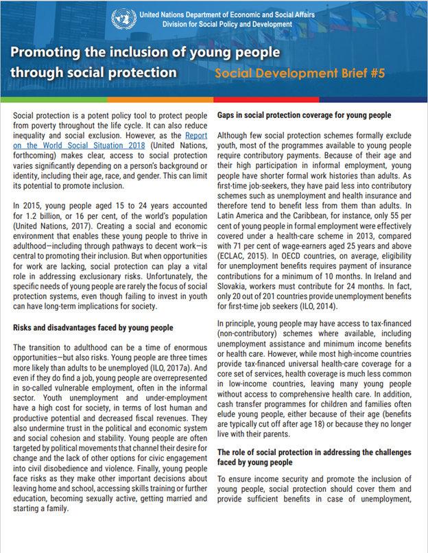 5. Promoting the inclusion of young people through social protection