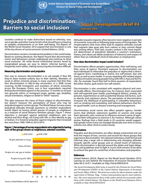 4. Prejudice and discrimination: Barriers to social inclusion