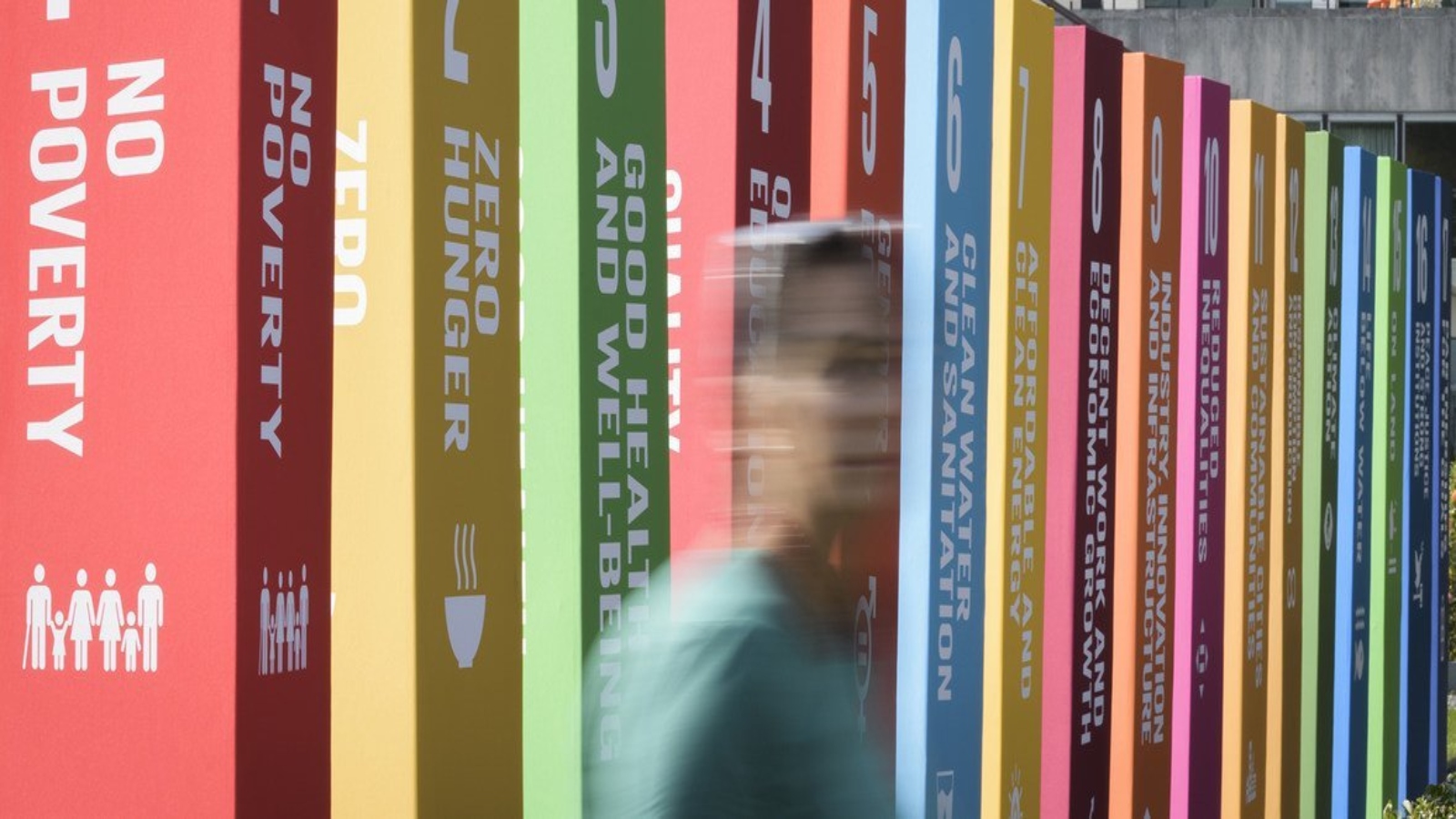 UN Photo/Manuel Elías A display at the United Nations Headquarters in New York illustrate the 17 Sustainable Development Goals (SDGs).