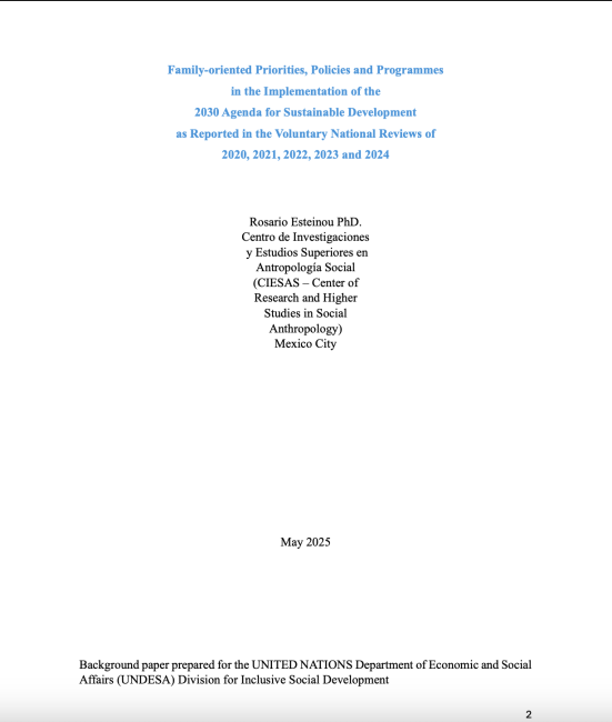 Family-oriented Priorities, Policies and Programmes in the Implementation of the 2030 Agenda for Sustainable Development as Reported in Voluntary National Reviews 2020-2024