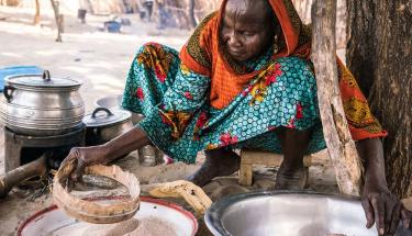 © WFP/Evelyn Fey A woman prepares a meal in her rural kitchen in Chad.