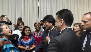 President of the Plurinational State of Bolivia with new members of the UN Permanent forum on Indigenous issues