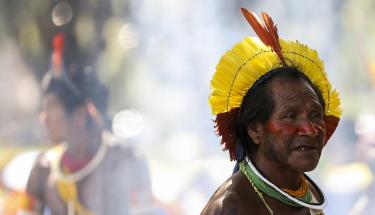 Marcelo Camargo/Agência Brasil Indigenous people of the Yanomami ethnic group, in a camp in Brasília, capital of Brazil, in 2018.