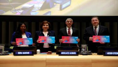 Global leaders and experts convene at the “For ALL Women and Girls: The Beijing+30 Action Agenda” event during CSW69 to discuss the six key actions to make faster strides towards gender equality. Photo: UN Women/Ryan Brown