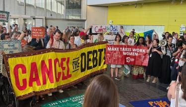 UN News/Matthew Wells Civil society delegates voice their concerns during the final day of the 4th International Conference on Financing for Development in Sevilla, Spain.