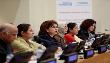 "Digital poverty is widening inequality," said Sima Bahous, Executive Director of UN Women, at a high-level Ministerial Roundtable on 12 March. Photo: UN Women/Ryan Brown