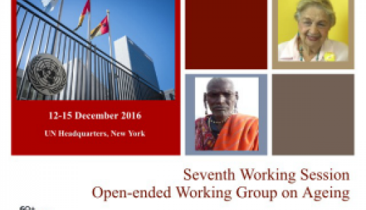 The Seventh Working Session of the Open-Ended Working Group on Ageing established by the General Assembly will be held on 12 -15 December 2016.